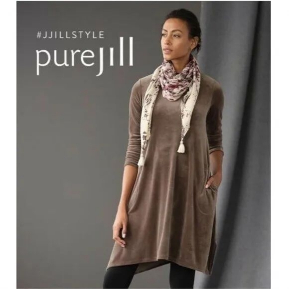 NWT J.Jill Pure Jill Velour Dipped Hem Dress